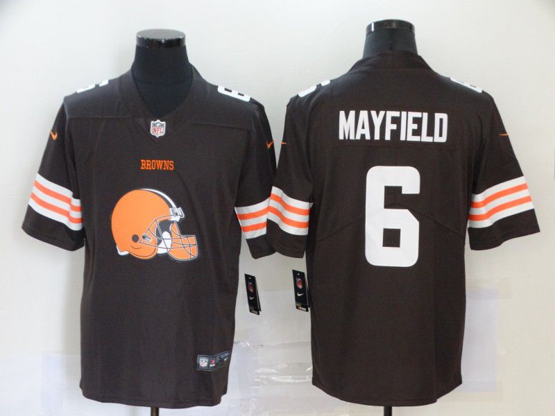 Men Cleveland Browns #6 Mayfield Brown Nike Team logo fashion NFL Jersey->green bay packers->NFL Jersey